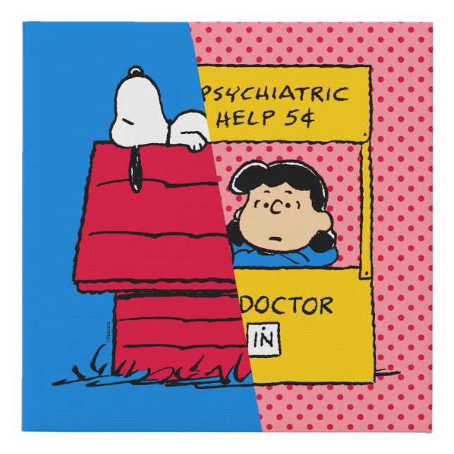 Peanuts | Snoopy & Lucy Half & Half Faux Canvas Print (Front)