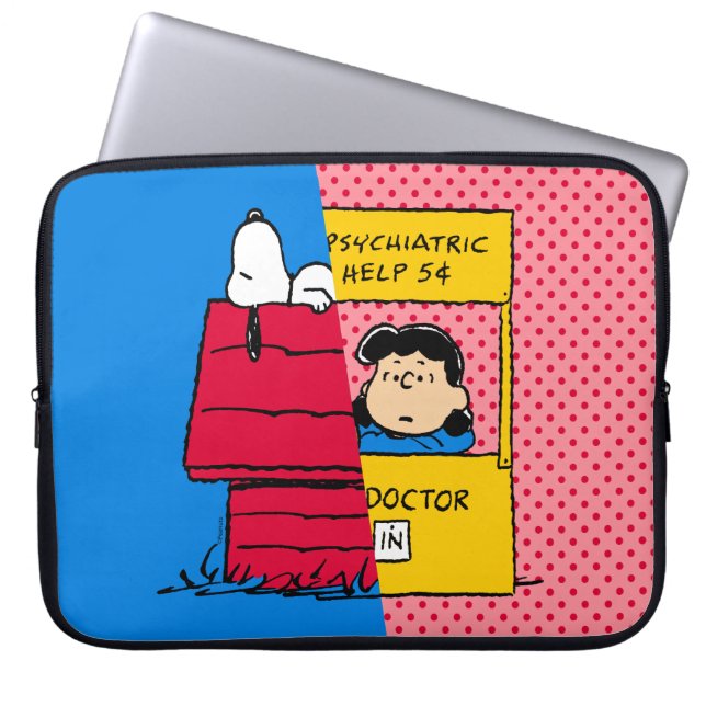 Peanuts | Snoopy & Lucy Half & Half Laptop Sleeve (Front)