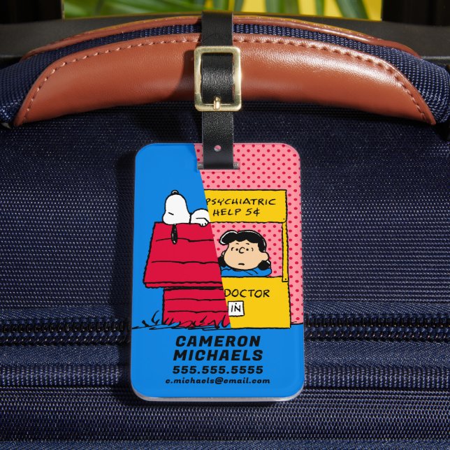 Peanuts | Snoopy & Lucy Half & Half Luggage Tag (Front Insitu 2)