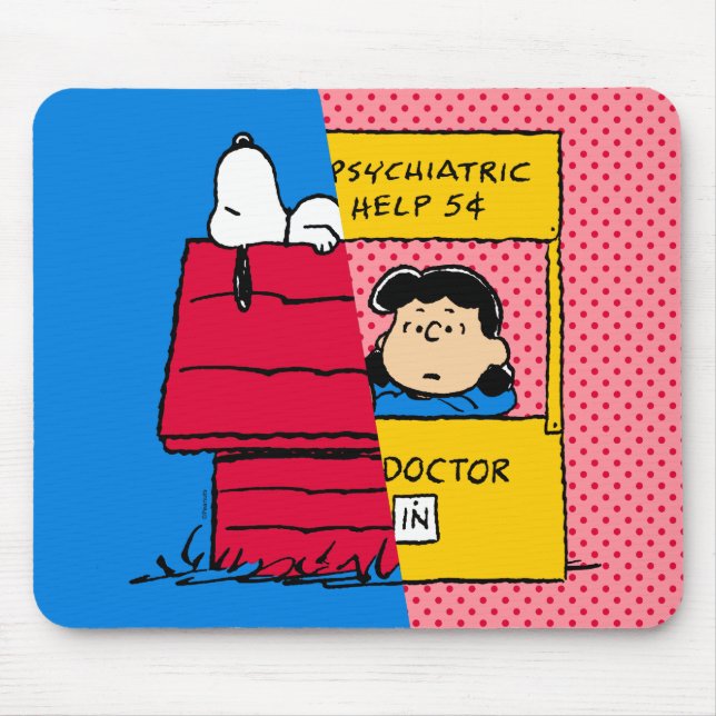 Peanuts | Snoopy & Lucy Half & Half Mouse Pad (Front)