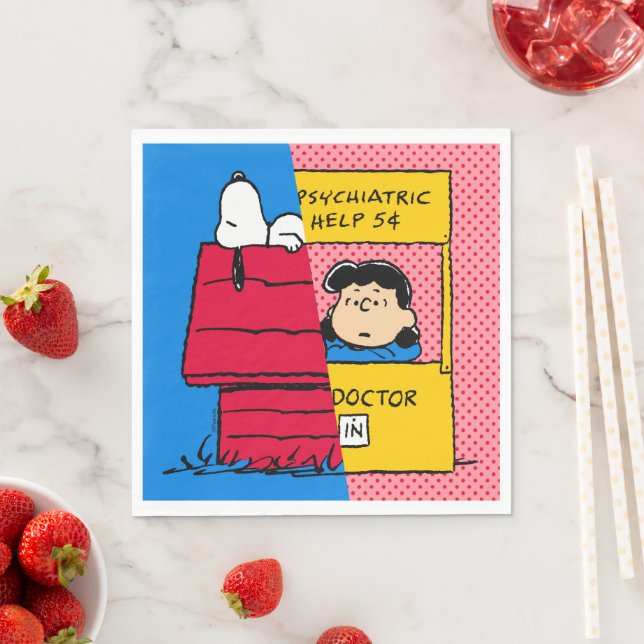 Peanuts | Snoopy & Lucy Half & Half Napkins (Insitu)