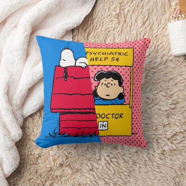 Peanuts | Snoopy & Lucy Half & Half Throw Pillow (Blanket)