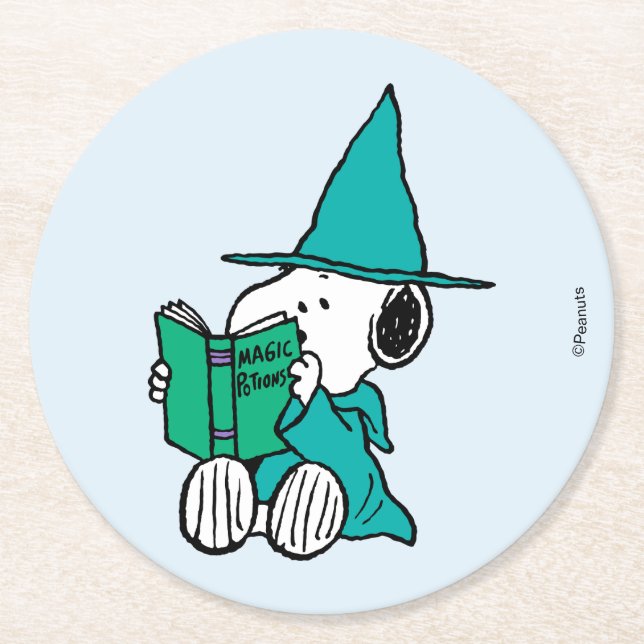 Peanuts Snoopy Magic Potions Halloween Round Paper Coaster (Front)