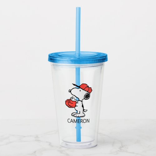 Peanuts  Snoopy Making the Catch Acrylic Tumbler