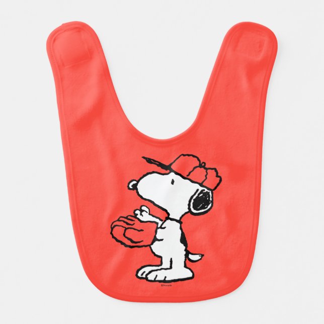 Peanuts | Snoopy Making the Catch Baby Bib (Front)