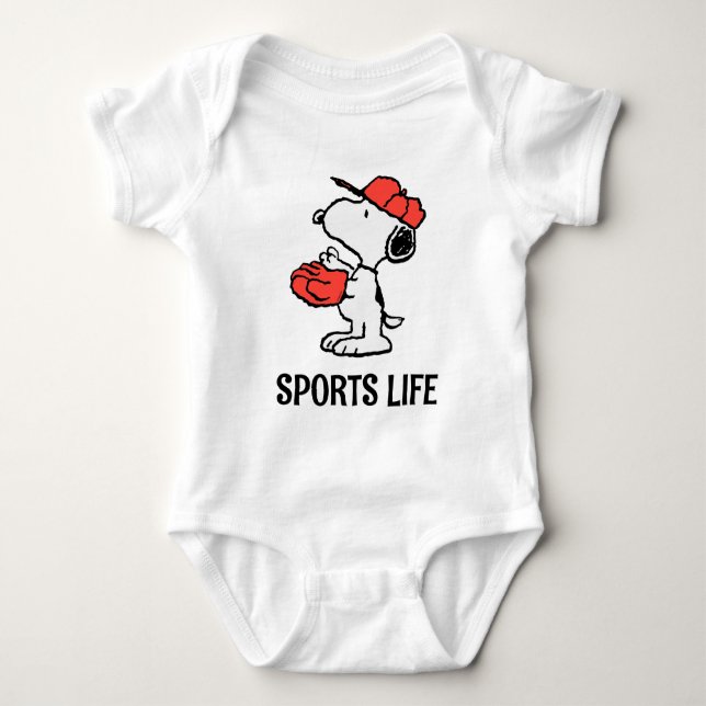 Peanuts | Snoopy Making the Catch Baby Bodysuit (Front)