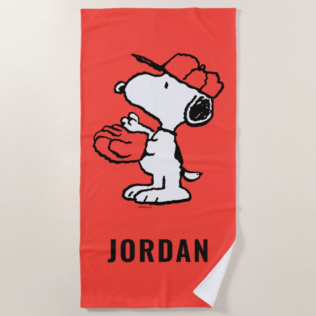 Peanuts | Snoopy Making the Catch Beach Towel (Front)