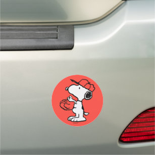 Peanuts   Snoopy Making the Catch Car Magnet