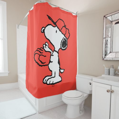 Peanuts  Snoopy Making the Catch Shower Curtain