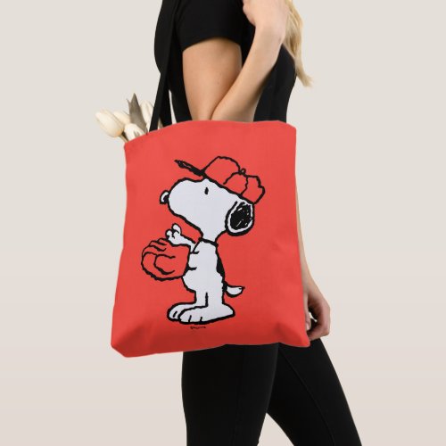 Peanuts  Snoopy Making the Catch Tote Bag