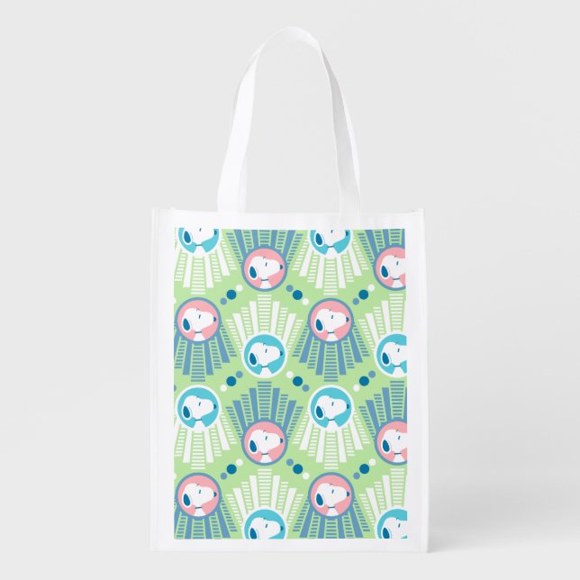 Peanuts | Snoopy Mint Green Deco Dreams Pattern Grocery Bag (Front)