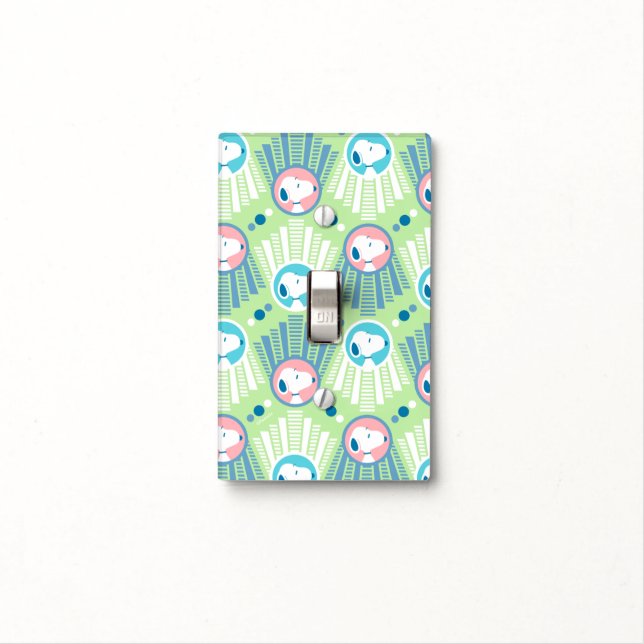Peanuts | Snoopy Mint Green Deco Dreams Pattern Light Switch Cover (In Situ)