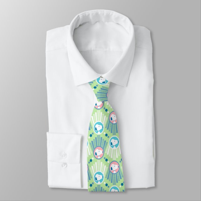 Peanuts | Snoopy Mint Green Deco Dreams Pattern Neck Tie (Tied)