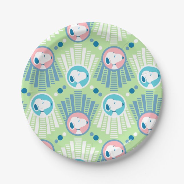 Peanuts | Snoopy Mint Green Deco Dreams Pattern Paper Plates (Front)