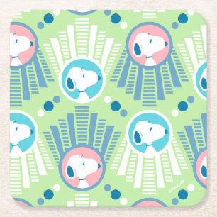 Peanuts Snoopy Mint Green Deco Dreams Pattern Square Paper Coaster