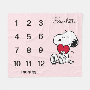 Peanuts Snoopy Monthly Milestone Baby Fleece Bla Blanket