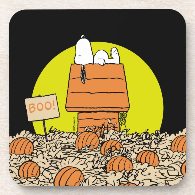 Peanuts | Snoopy Napping in the Pumpkin Patch Beverage Coaster (Front)