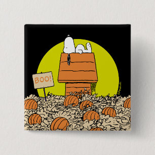 Peanuts   Snoopy Napping in the Pumpkin Patch Button
