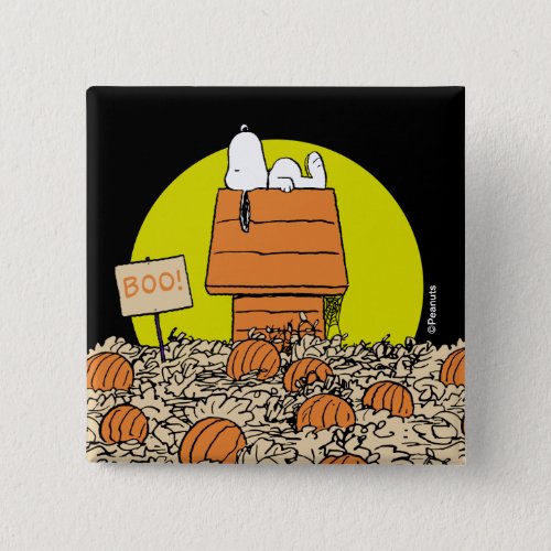 Peanuts  Snoopy Napping in the Pumpkin Patch Button