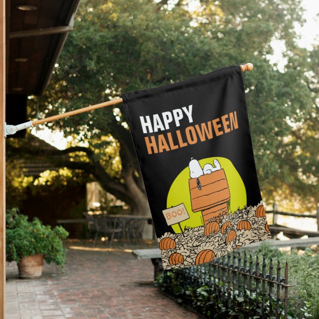 Peanuts | Snoopy Napping in the Pumpkin Patch House Flag (In SItu)