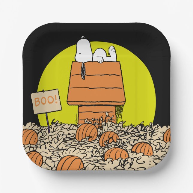 Peanuts | Snoopy Napping in the Pumpkin Patch Paper Plates (Front)
