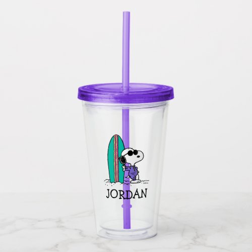 Peanuts  Snoopy Ocean High Tide  Add Your Name Acrylic Tumbler