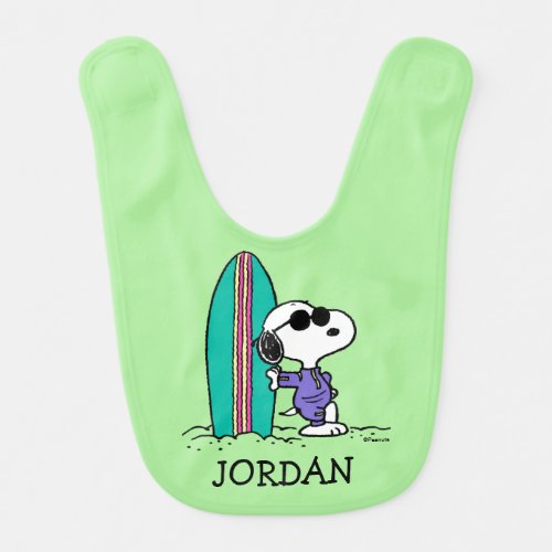 Peanuts  Snoopy Ocean High Tide  Add Your Name Baby Bib