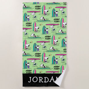 Peanuts Snoopy Ocean High Tide Add Your Name Beach Towel