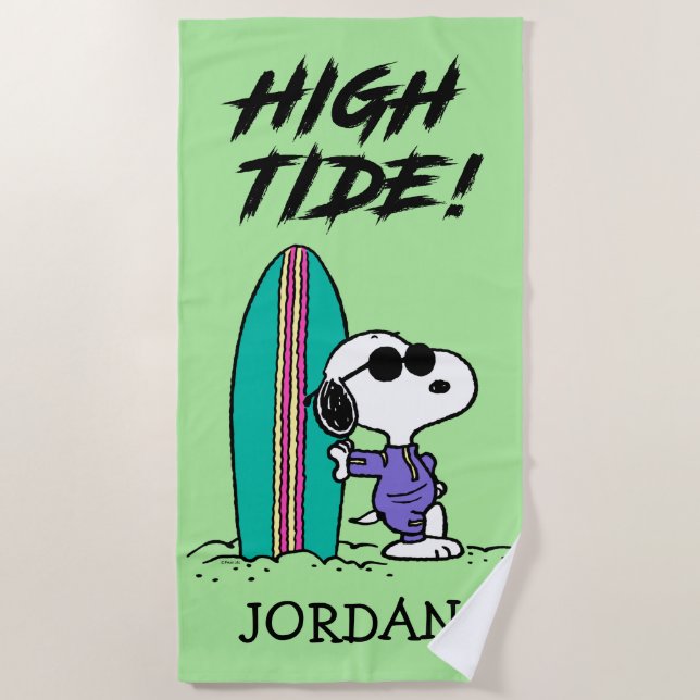 Peanuts | Snoopy Ocean High Tide | Add Your Name Beach Towel (Front)