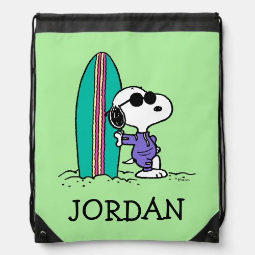 Peanuts  Snoopy Ocean High Tide  Add Your Name Drawstring Bag