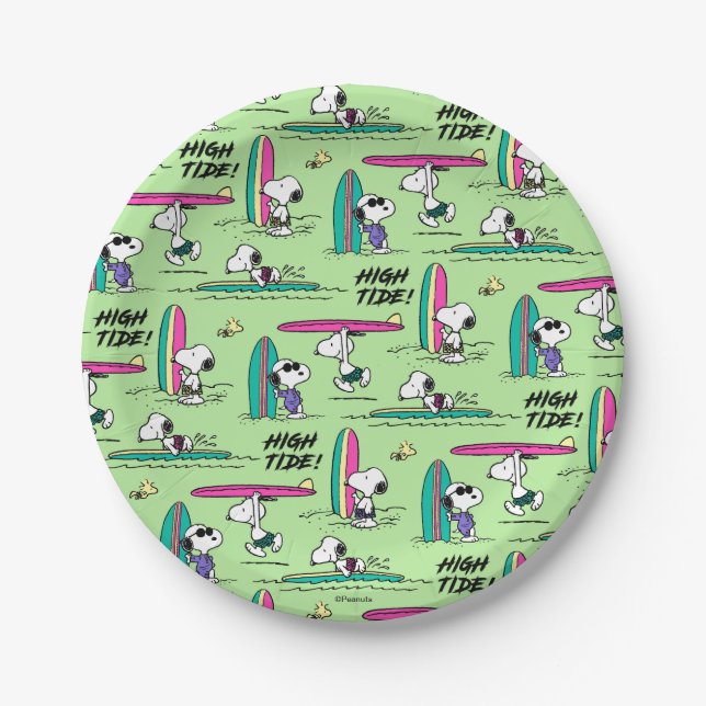 Peanuts | Snoopy Ocean High Tide Pattern Paper Plates (Front)
