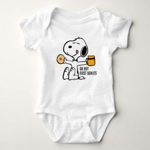 Peanuts   Snoopy OK But First Coffee Baby Bodysuit