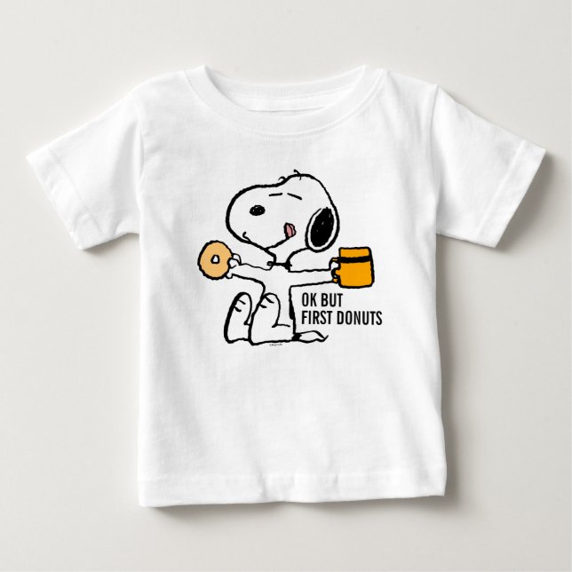 Peanuts | Snoopy OK But First Coffee Baby T-Shirt (Front)