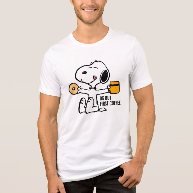 Peanuts | Snoopy OK But First Coffee Tri-Blend Shirt (Front)