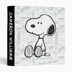 PEANUTS   Snoopy on Black White Comics 3 Ring Binder