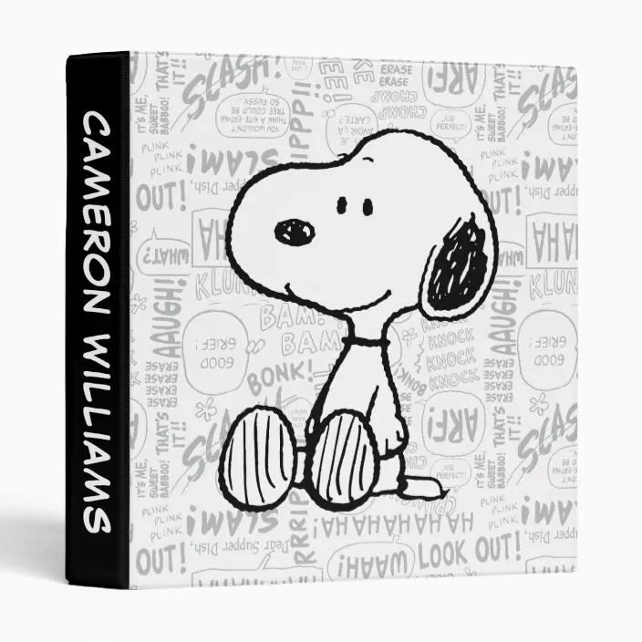 Peanuts Snoopy On Black White Comics 3 Ring Binder Zazzle Com