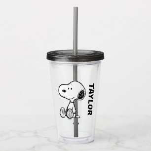 PEANUTS   Snoopy on Black White Comics Acrylic Tumbler