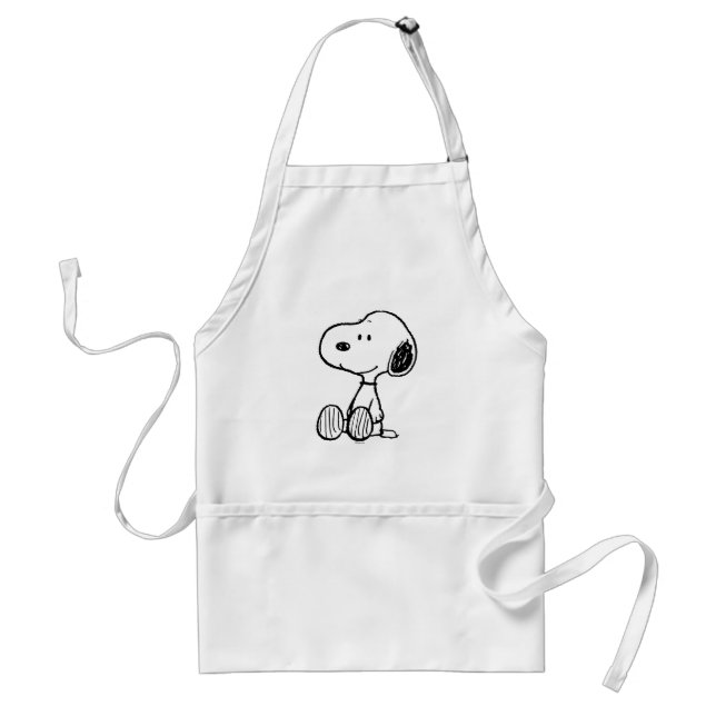 PEANUTS | Snoopy on Black White Comics Adult Apron (Front)