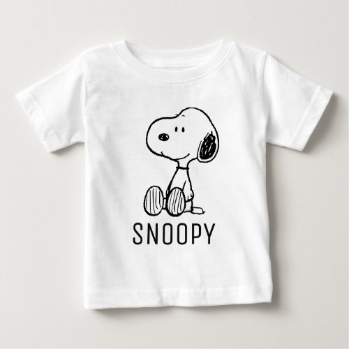 PEANUTS  Snoopy on Black White Comics Baby T_Shirt