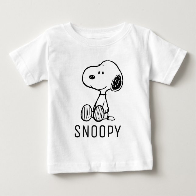 PEANUTS | Snoopy on Black White Comics Baby T-Shirt (Front)