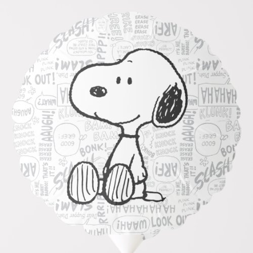 PEANUTS  Snoopy on Black White Comics Balloon