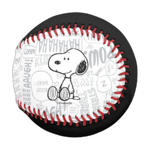 PEANUTS Snoopy on Black White Comics Baseball