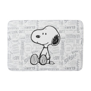 PEANUTS   Snoopy on Black White Comics Bath Mat