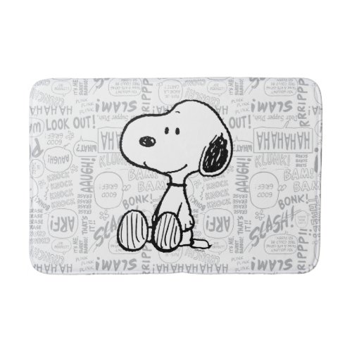 PEANUTS | Snoopy on Black White Comics Bath Mat