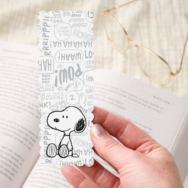 PEANUTS | Snoopy on Black White Comics Bookmarks (Hand)