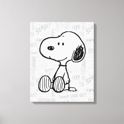 PEANUTS  Snoopy on Black White Comics Canvas Print