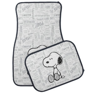PEANUTS | Snoopy on Black White Comics Car Floor Mat
