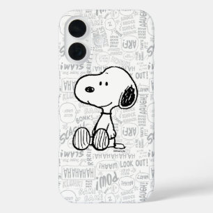 PEANUTS   Snoopy on Black White Comics iPhone 16 Case