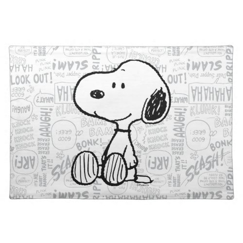 PEANUTS  Snoopy on Black White Comics Cloth Placemat