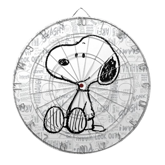 PEANUTS | Snoopy on Black White Comics Dart Board (Front)